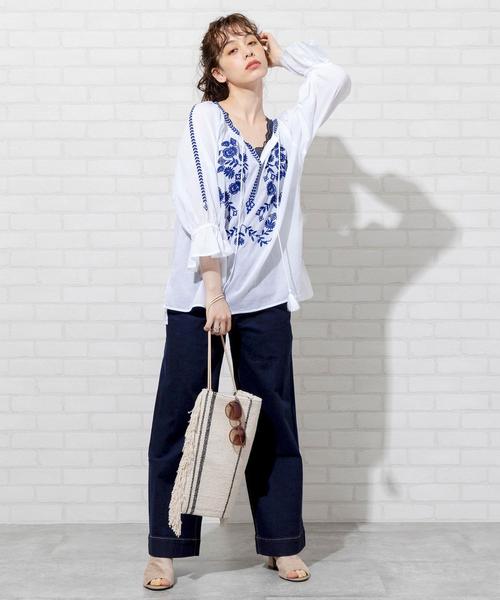 coen（コーエン）の「【WEB限定サイズ：XL】USAコットンデニムワイドパンツ#（デニムパンツ・レディース・ネイビー/コバルトブルー/ライトブルー・LARGE/MEDIUM/SMALL/X-LARGE）」の9枚目の写真