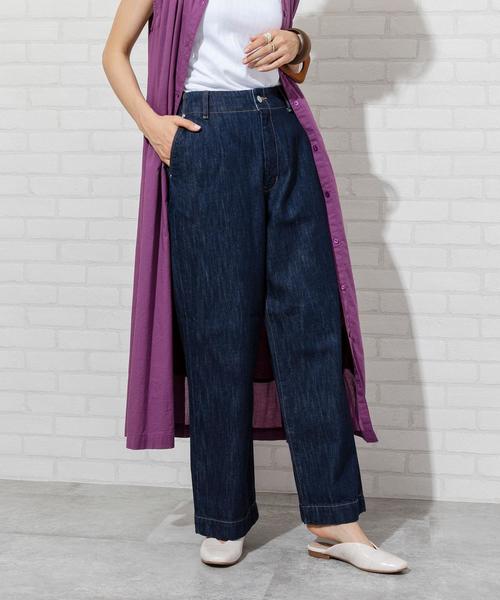 coen（コーエン）の「【WEB限定サイズ：XL】USAコットンデニムワイドパンツ#（デニムパンツ・レディース・ネイビー/コバルトブルー/ライトブルー・LARGE/MEDIUM/SMALL/X-LARGE）」の8枚目の写真