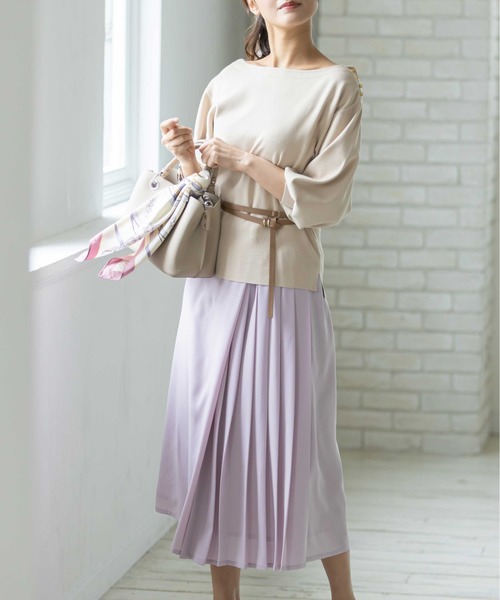 12Twelve Agenda（トゥエルブ　アジェンダ）の「プリーツ切替ラップ風パンツ（その他パンツ・レディース・ネイビー/ミント/ラベンダー・M）」の8枚目の写真