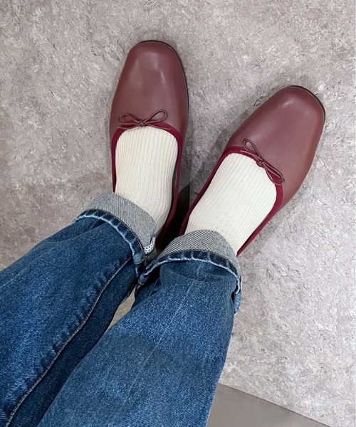 enchanted（エンチャンテッド）の「《APOM》本革甲深スクエアバレエシューズ（バレエシューズ・レディース・ホワイト/ライトベージュ/ブロンズ/ブラック/シルバー/アニマル/プラチナム/グレイッシュベージュ/チョコ/レッド・40/38/36/37/39/35/41）」の7枚目の写真