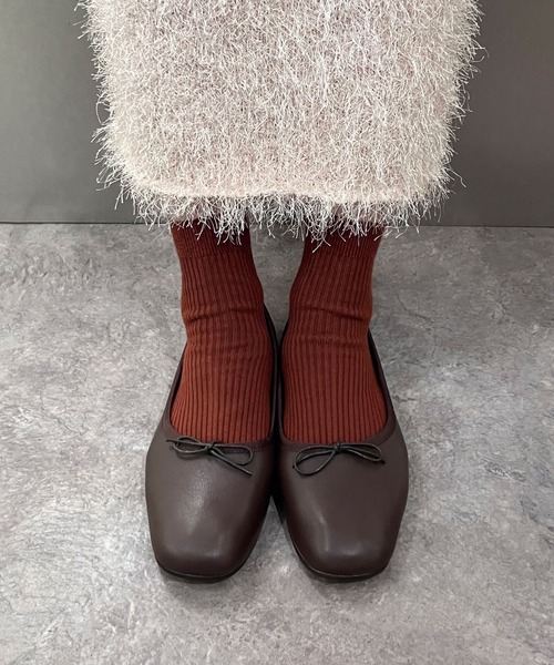 enchanted（エンチャンテッド）の「《APOM》本革甲深スクエアバレエシューズ（バレエシューズ・レディース・ホワイト/ライトベージュ/ブロンズ/ブラック/シルバー/アニマル/プラチナム/グレイッシュベージュ/チョコ/レッド・40/38/36/37/39/35/41）」の21枚目の写真