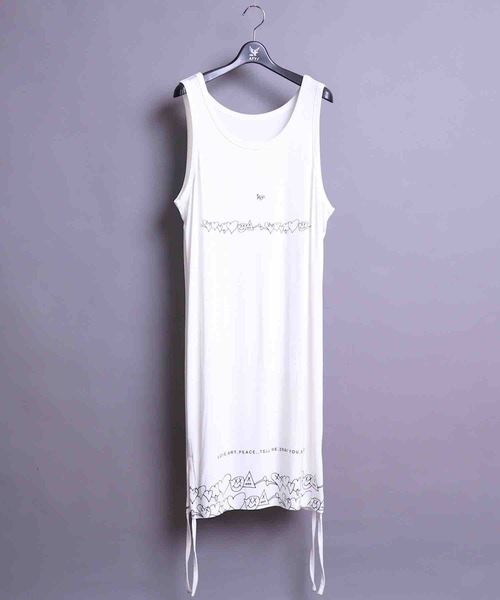 AFYF(エーエフワイエフ)の「AFYF2020 RAYON PUPRINT TT/オーバーサイズ レーヨンプリント レイヤード ロングタンクトップ(タンクトップ)」|ホワイト系その他4