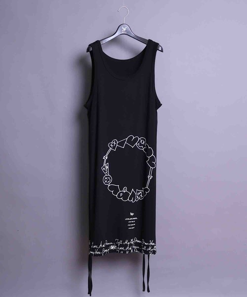 AFYF(エーエフワイエフ)の「AFYF2020 RAYON PUPRINT TT/オーバーサイズ レーヨンプリント レイヤード ロングタンクトップ(タンクトップ)」|ブラック系その他5