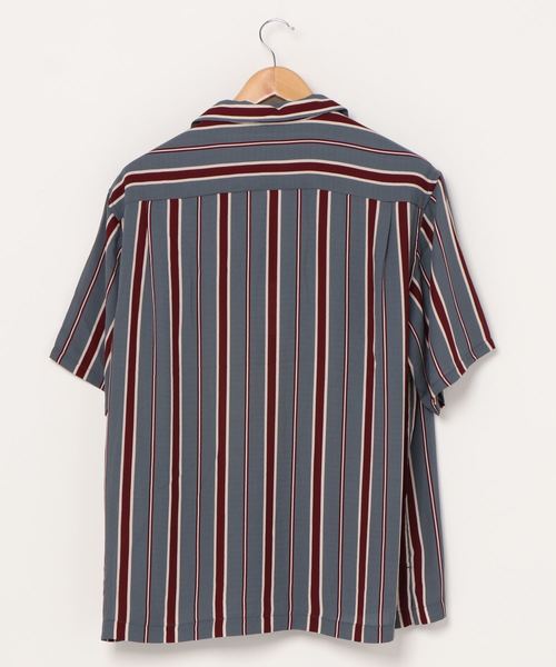 WEGO（ウィゴー）の「WEGO/マルチストライプ半袖開襟シャツ（シャツ/ブラウス・メンズ・ブルー系その他4/ブラウン系その他4・LARGE/MEDIUM）」の3枚目の写真