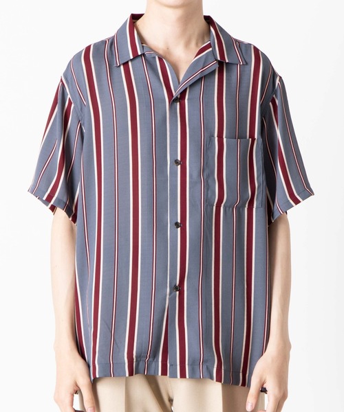 WEGO（ウィゴー）の「WEGO/マルチストライプ半袖開襟シャツ（シャツ/ブラウス・メンズ・ブルー系その他4/ブラウン系その他4・LARGE/MEDIUM）」の6枚目の写真