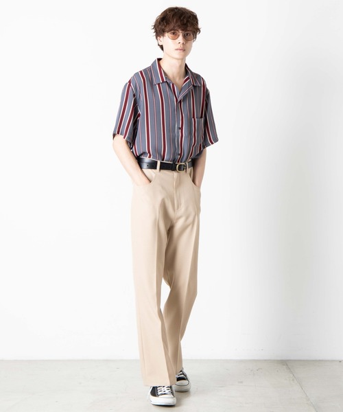 WEGO（ウィゴー）の「WEGO/マルチストライプ半袖開襟シャツ（シャツ/ブラウス・メンズ・ブルー系その他4/ブラウン系その他4・LARGE/MEDIUM）」の10枚目の写真