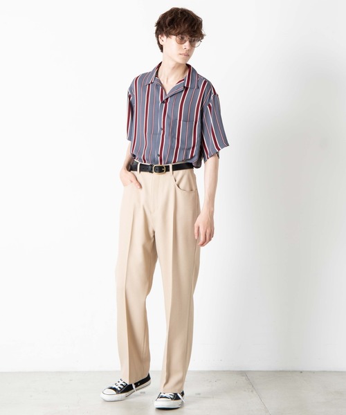 WEGO（ウィゴー）の「WEGO/マルチストライプ半袖開襟シャツ（シャツ/ブラウス・メンズ・ブルー系その他4/ブラウン系その他4・LARGE/MEDIUM）」の9枚目の写真