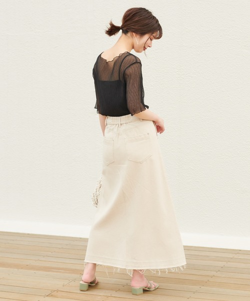 natural couture（ナチュラルクチュール）の「くしゅくしゅシアーブラウス+キャミソールセット（シャツ/ブラウス・レディース・オフホワイト/ブラック/サックスブルー/ライム/ブラウン・FREE）」の14枚目の写真