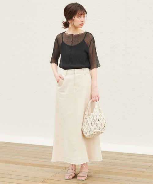 natural couture（ナチュラルクチュール）の「くしゅくしゅシアーブラウス+キャミソールセット（シャツ/ブラウス・レディース・オフホワイト/ブラック/サックスブルー/ライム/ブラウン・FREE）」の13枚目の写真