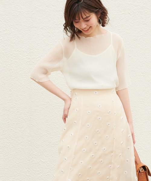 natural couture（ナチュラルクチュール）の「くしゅくしゅシアーブラウス+キャミソールセット（シャツ/ブラウス・レディース・オフホワイト/ブラック/サックスブルー/ライム/ブラウン・FREE）」の8枚目の写真