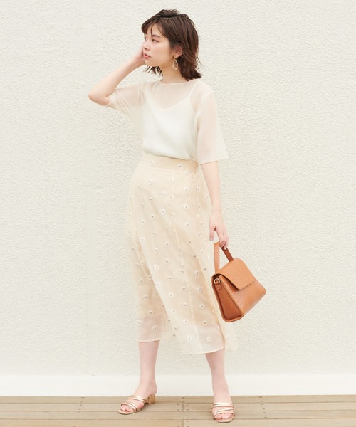 natural couture（ナチュラルクチュール）の「くしゅくしゅシアーブラウス+キャミソールセット（シャツ/ブラウス・レディース・オフホワイト/ブラック/サックスブルー/ライム/ブラウン・FREE）」の6枚目の写真