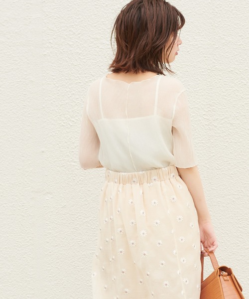 natural couture（ナチュラルクチュール）の「くしゅくしゅシアーブラウス+キャミソールセット（シャツ/ブラウス・レディース・オフホワイト/ブラック/サックスブルー/ライム/ブラウン・FREE）」の9枚目の写真