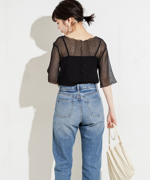 natural couture（ナチュラルクチュール）の「くしゅくしゅシアーブラウス+キャミソールセット（シャツ/ブラウス・レディース・オフホワイト/ブラック/サックスブルー/ライム/ブラウン・FREE）」の19枚目の写真