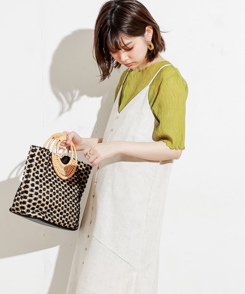 natural couture（ナチュラルクチュール）の「くしゅくしゅシアーブラウス+キャミソールセット（シャツ/ブラウス・レディース・オフホワイト/ブラック/サックスブルー/ライム/ブラウン・FREE）」の22枚目の写真