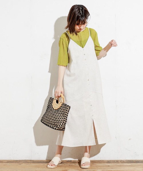 natural couture（ナチュラルクチュール）の「くしゅくしゅシアーブラウス+キャミソールセット（シャツ/ブラウス・レディース・オフホワイト/ブラック/サックスブルー/ライム/ブラウン・FREE）」の20枚目の写真