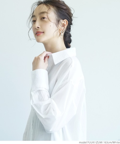 coca(coca)(コカ)の「ガーゼ素材シアーシャツワンピース(シャツワンピース・レディース・ブラック/ホワイト・ONE SIZE)」の11枚目の写真