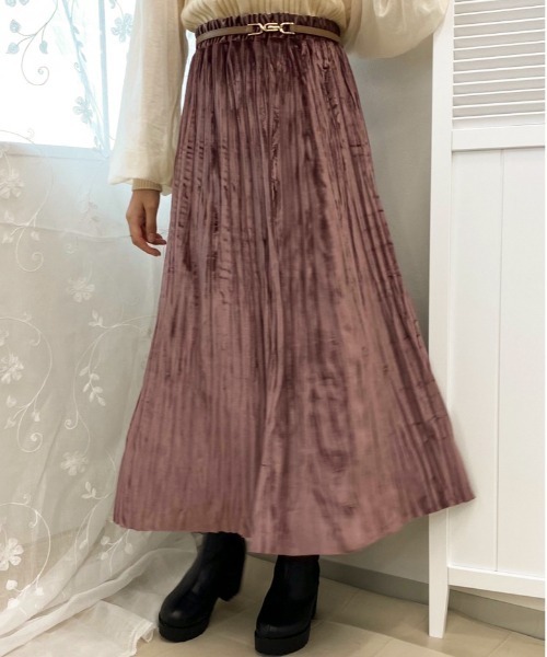 apres jour(アプレジュール)の「ベロアワッシャースカート【ZOZOTOWN限定アイテム】(スカート・レディース・ブラック/ベージュ/ダークブラウン/スモークピンク・フリー/X-LARGE)」の4枚目の写真