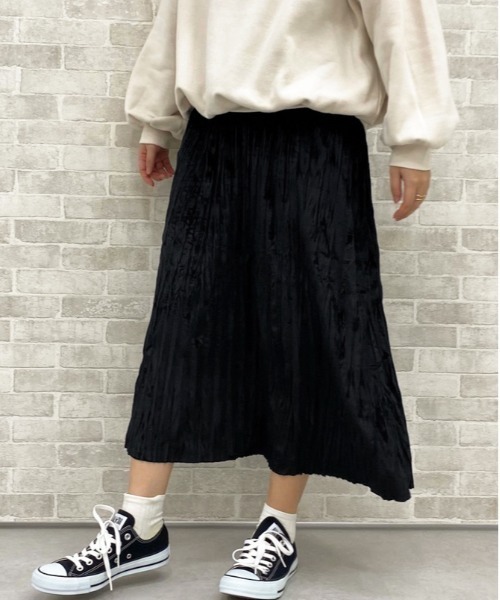 apres jour(アプレジュール)の「ベロアワッシャースカート【ZOZOTOWN限定アイテム】(スカート・レディース・ブラック/ベージュ/ダークブラウン/スモークピンク・フリー/X-LARGE)」の2枚目の写真
