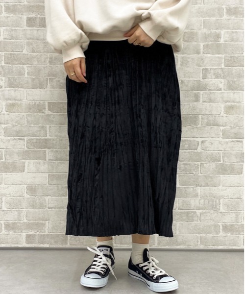 apres jour(アプレジュール)の「ベロアワッシャースカート【ZOZOTOWN限定アイテム】(スカート・レディース・ブラック/ベージュ/ダークブラウン/スモークピンク・フリー/X-LARGE)」の5枚目の写真