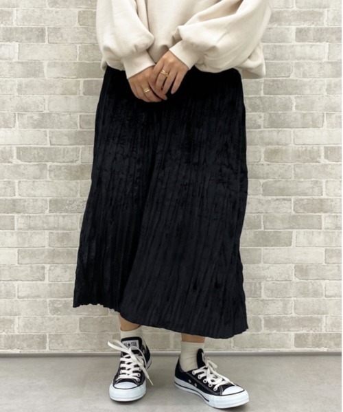 apres jour(アプレジュール)の「ベロアワッシャースカート【ZOZOTOWN限定アイテム】(スカート・レディース・ブラック/ベージュ/ダークブラウン/スモークピンク・フリー/X-LARGE)」の6枚目の写真