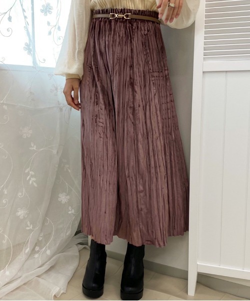 apres jour(アプレジュール)の「ベロアワッシャースカート【ZOZOTOWN限定アイテム】(スカート・レディース・ブラック/ベージュ/ダークブラウン/スモークピンク・フリー/X-LARGE)」の18枚目の写真