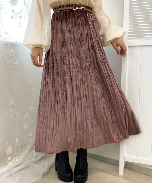 apres jour(アプレジュール)の「ベロアワッシャースカート【ZOZOTOWN限定アイテム】(スカート・レディース・ブラック/ベージュ/ダークブラウン/スモークピンク・フリー/X-LARGE)」の17枚目の写真