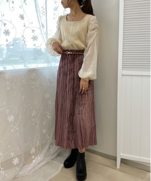 apres jour(アプレジュール)の「ベロアワッシャースカート【ZOZOTOWN限定アイテム】(スカート・レディース・ブラック/ベージュ/ダークブラウン/スモークピンク・フリー/X-LARGE)」の20枚目の写真