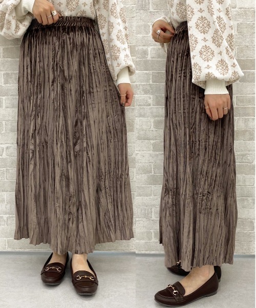 apres jour(アプレジュール)の「ベロアワッシャースカート【ZOZOTOWN限定アイテム】(スカート・レディース・ブラック/ベージュ/ダークブラウン/スモークピンク・フリー/X-LARGE)」の21枚目の写真