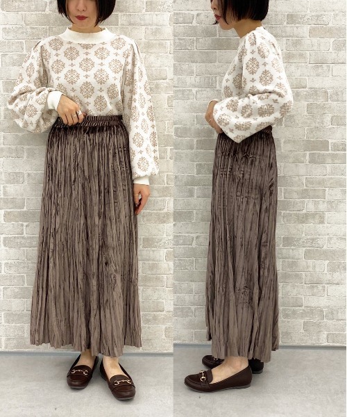 apres jour(アプレジュール)の「ベロアワッシャースカート【ZOZOTOWN限定アイテム】(スカート・レディース・ブラック/ベージュ/ダークブラウン/スモークピンク・フリー/X-LARGE)」の22枚目の写真