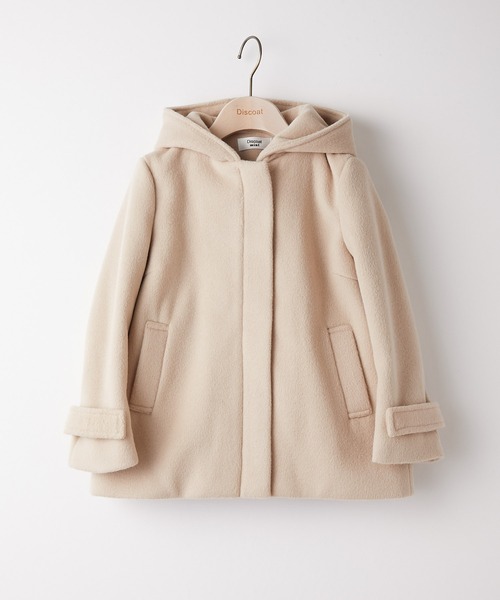ホワイトフード付きショートコート フード付き☆ヘムファーショートコート [K725] - レディース