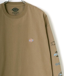 Dickies/ディッキーズ ビッグシルエット 袖プリント ワンポイント ミニロゴワッペン ロングスリーブTシャツ