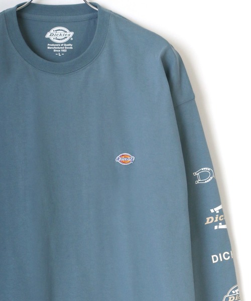 Dickies(ディッキーズ)の「Dickies/ディッキーズ ビッグシルエット 袖プリント ワンポイント ミニロゴワッペン ロングスリーブTシャツ(Tシャツ/カットソー・メンズ・ベージュ/ブラック/ダークグリーン/グリーン/ホワイト/サックスブルー・M/XL/L)」の6枚目の写真