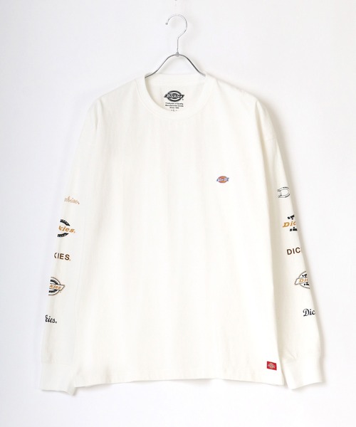 Dickies(ディッキーズ)の「Dickies/ディッキーズ ビッグシルエット 袖プリント ワンポイント ミニロゴワッペン ロングスリーブTシャツ(Tシャツ/カットソー・メンズ・ベージュ/ブラック/ダークグリーン/グリーン/ホワイト/サックスブルー・M/XL/L)」の7枚目の写真