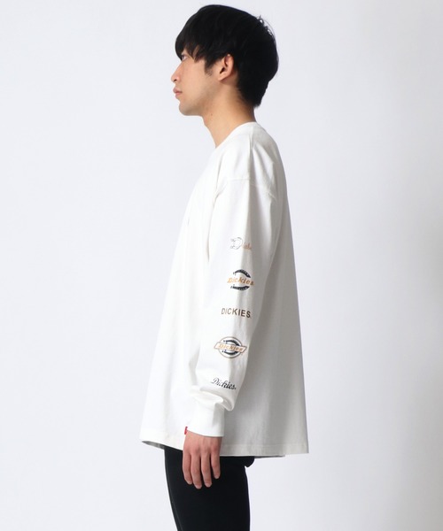 Dickies(ディッキーズ)の「Dickies/ディッキーズ ビッグシルエット 袖プリント ワンポイント ミニロゴワッペン ロングスリーブTシャツ(Tシャツ/カットソー・メンズ・ベージュ/ブラック/ダークグリーン/グリーン/ホワイト/サックスブルー・M/XL/L)」の19枚目の写真