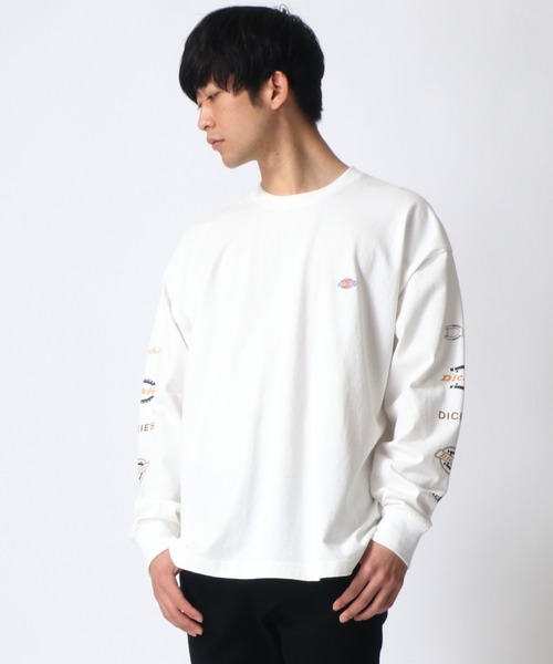 Dickies(ディッキーズ)の「Dickies/ディッキーズ ビッグシルエット 袖プリント ワンポイント ミニロゴワッペン ロングスリーブTシャツ(Tシャツ/カットソー・メンズ・ベージュ/ブラック/ダークグリーン/グリーン/ホワイト/サックスブルー・M/XL/L)」の22枚目の写真