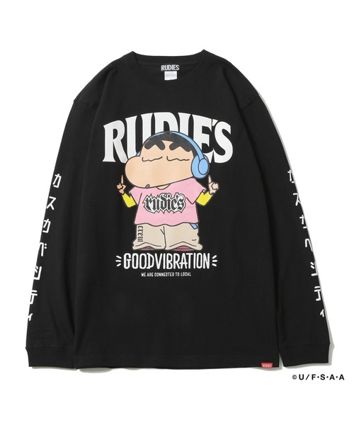 RUDIE'S(ルーディーズ)の「RUDIE'S x CRAYON SHINCHAN HEADPHONE LS-T / ルーディーズ × クレヨンしんちゃん ヘッドフォン ロングスリーブ Tシャツ(Tシャツ/カットソー・メンズ・ホワイト/ブラック・S/XL/M/XXL/L)」の9枚目の写真