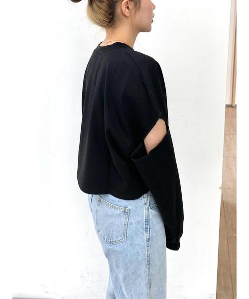 emutto（エミュット）の「【オリジナル】デザインショート丈トップス（Tシャツ/カットソー・レディース・ホワイト/ブラック・FREE）」の11枚目の写真