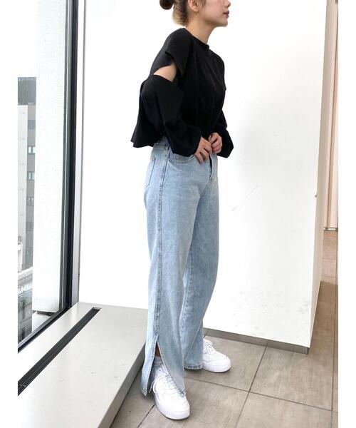 emutto（エミュット）の「【オリジナル】デザインショート丈トップス（Tシャツ/カットソー・レディース・ホワイト/ブラック・FREE）」の21枚目の写真