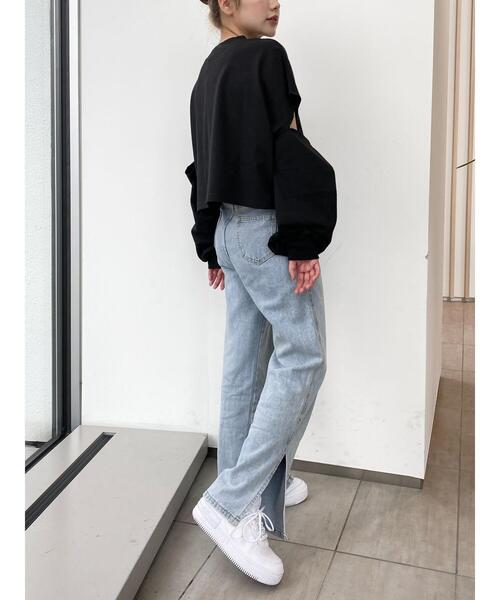 emutto（エミュット）の「【オリジナル】デザインショート丈トップス（Tシャツ/カットソー・レディース・ホワイト/ブラック・FREE）」の12枚目の写真