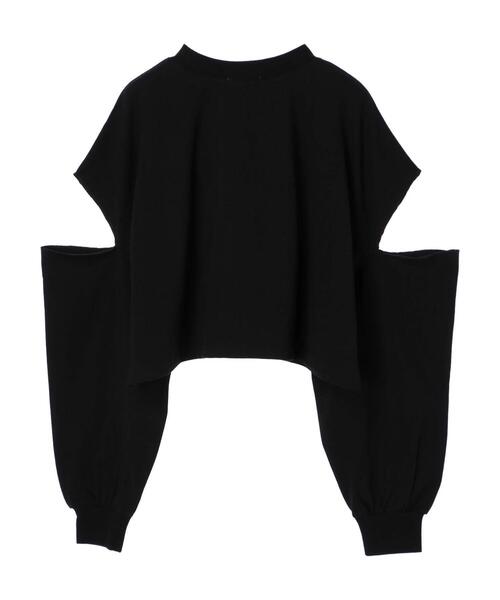 emutto（エミュット）の「【オリジナル】デザインショート丈トップス（Tシャツ/カットソー・レディース・ホワイト/ブラック・FREE）」の4枚目の写真