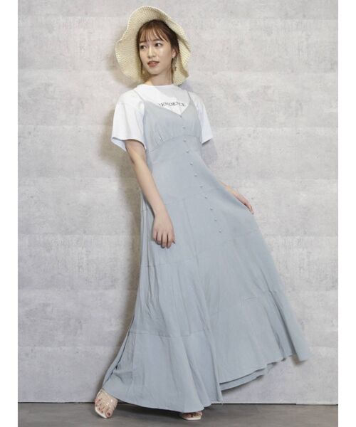 dazzlin（ダズリン）の「クルミフロントフレアキャミワンピース（ワンピース・レディース・ブルー/ブラウン/ベージュ・FREE）」の3枚目の写真