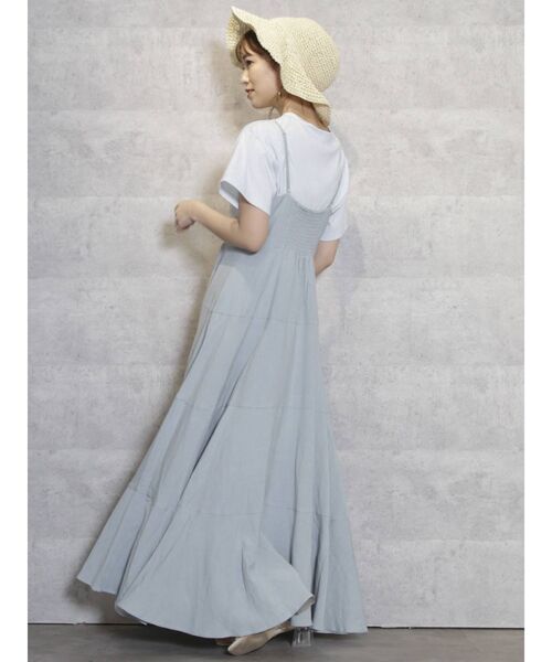 dazzlin（ダズリン）の「クルミフロントフレアキャミワンピース（ワンピース・レディース・ブルー/ブラウン/ベージュ・FREE）」の14枚目の写真