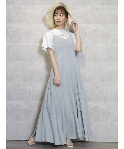 dazzlin（ダズリン）の「クルミフロントフレアキャミワンピース（ワンピース・レディース・ブルー/ブラウン/ベージュ・FREE）」の15枚目の写真