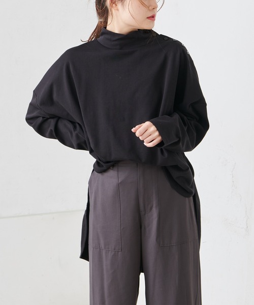 PUAL CE CIN(ピュアルセシン)の「【Du noir】ハイネックプルオーバー(Tシャツ/カットソー・レディース・グレイッシュベージュ/ブラック/オフホワイト・FREE)」の13枚目の写真