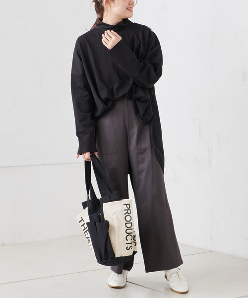 PUAL CE CIN(ピュアルセシン)の「【Du noir】ハイネックプルオーバー(Tシャツ/カットソー・レディース・グレイッシュベージュ/ブラック/オフホワイト・FREE)」の6枚目の写真