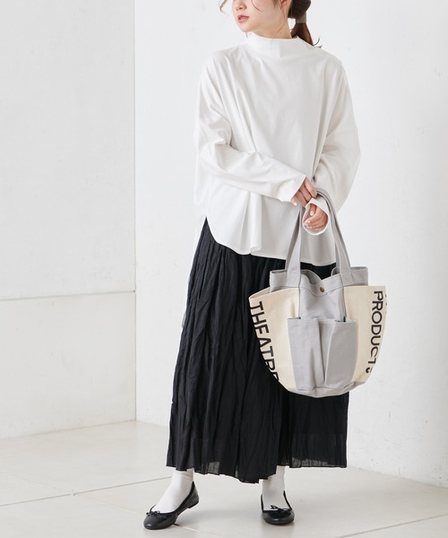 PUAL CE CIN(ピュアルセシン)の「【Du noir】ハイネックプルオーバー(Tシャツ/カットソー・レディース・グレイッシュベージュ/ブラック/オフホワイト・FREE)」の8枚目の写真