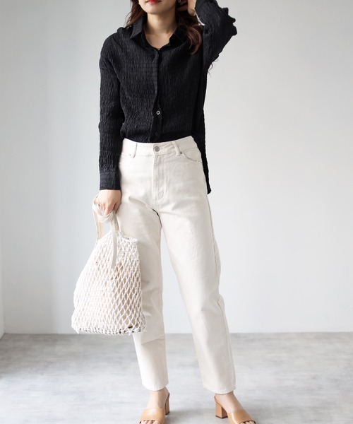 4youstory（フォーユーストーリー）の「ワッシャーシャツ（シャツ/ブラウス・レディース・ブラック/ベージュ/アイボリー・FREE）」の8枚目の写真