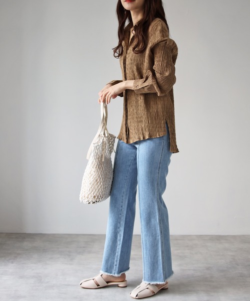 4youstory（フォーユーストーリー）の「ワッシャーシャツ（シャツ/ブラウス・レディース・ブラック/ベージュ/アイボリー・FREE）」の10枚目の写真