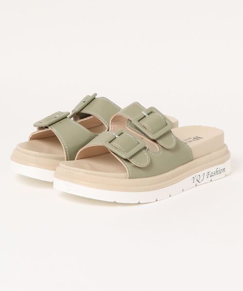 STYLEBLOCK（スタイルブロック）の「ダブルベルト厚底スポーツサンダル（サンダル・レディース・ブラック/オフホワイト/オリーブ・38/39/35/36/37/40）」の11枚目の写真
