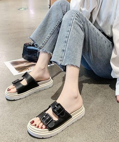 STYLEBLOCK（スタイルブロック）の「ダブルベルト厚底スポーツサンダル（サンダル・レディース・ブラック/オフホワイト/オリーブ・38/39/35/36/37/40）」の7枚目の写真